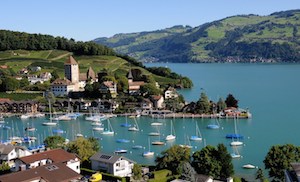 The bay of Spiez/ View from the course venue